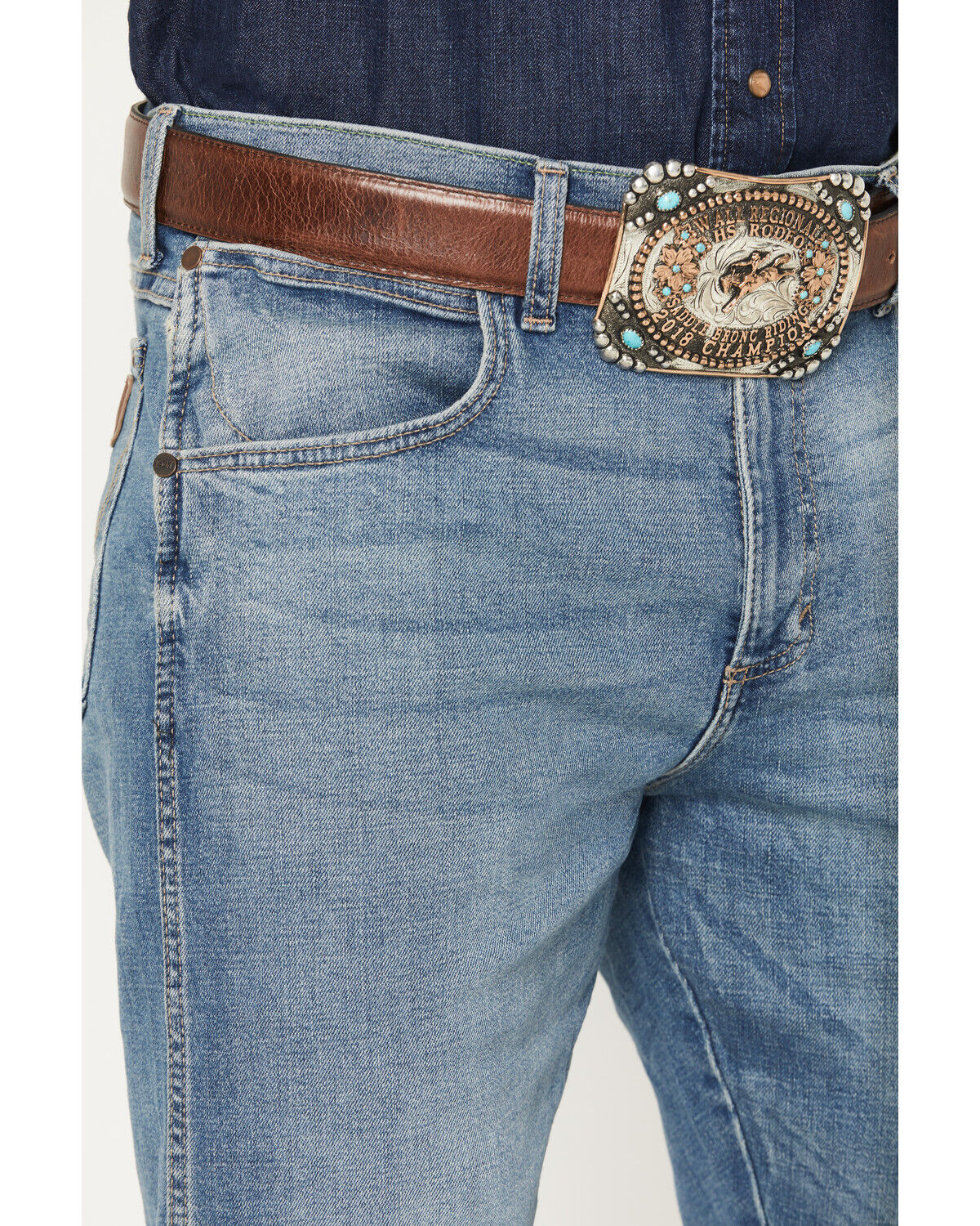 Image #2 - Wrangler Retro Men's 88MWZ Medium Wash Gralin Slim Straight Stretch Denim Jeans, Medium Wash, hi-res