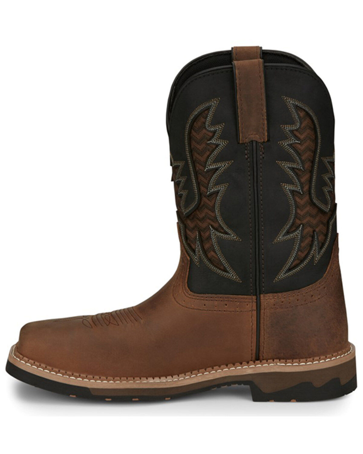 Image #3 - Justin Men's Stampede Bolt Pull On Western Work Boots - Nano Composite Toe, Brown, hi-res