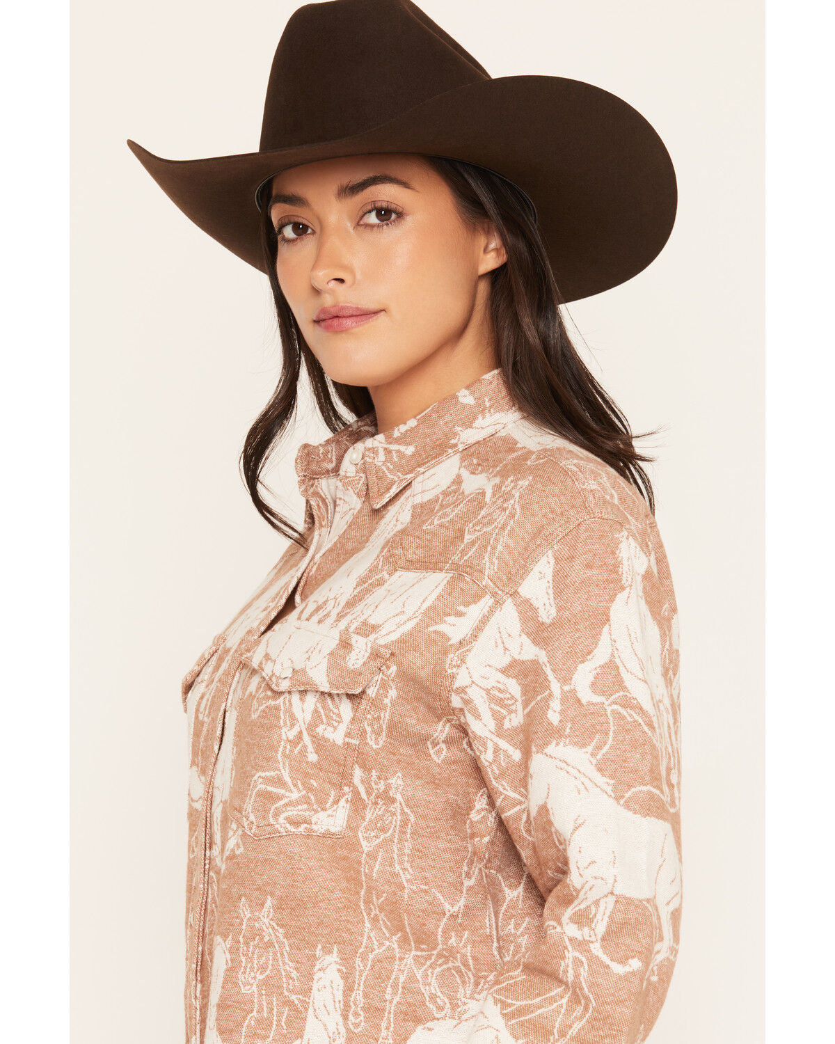 Image #2 - Wrangler Retro Women's Running Horses Long Sleeve Snap Boyfriend Shirt, Brown, hi-res