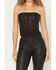 Image #3 - Originality Women's Faux Suede Boot Stitch Corset, Black, hi-res