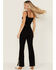 Image #3 - Shyanne Women's Joni High Rise Rhinestone Slit Trouser Comfort Stretch Denim Jeans, Black, hi-res