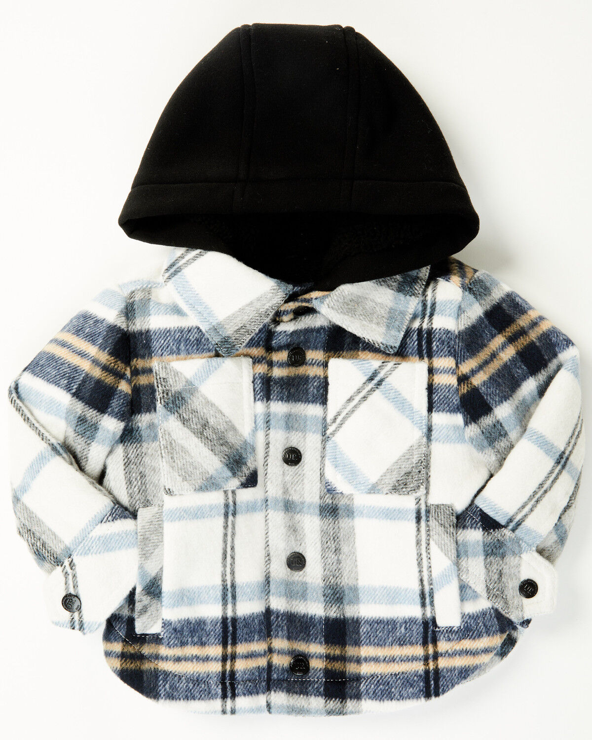 Image #1 - Urban Republic Infant Boys' Plaid Print Hooded Shirt Jacket, Navy, hi-res