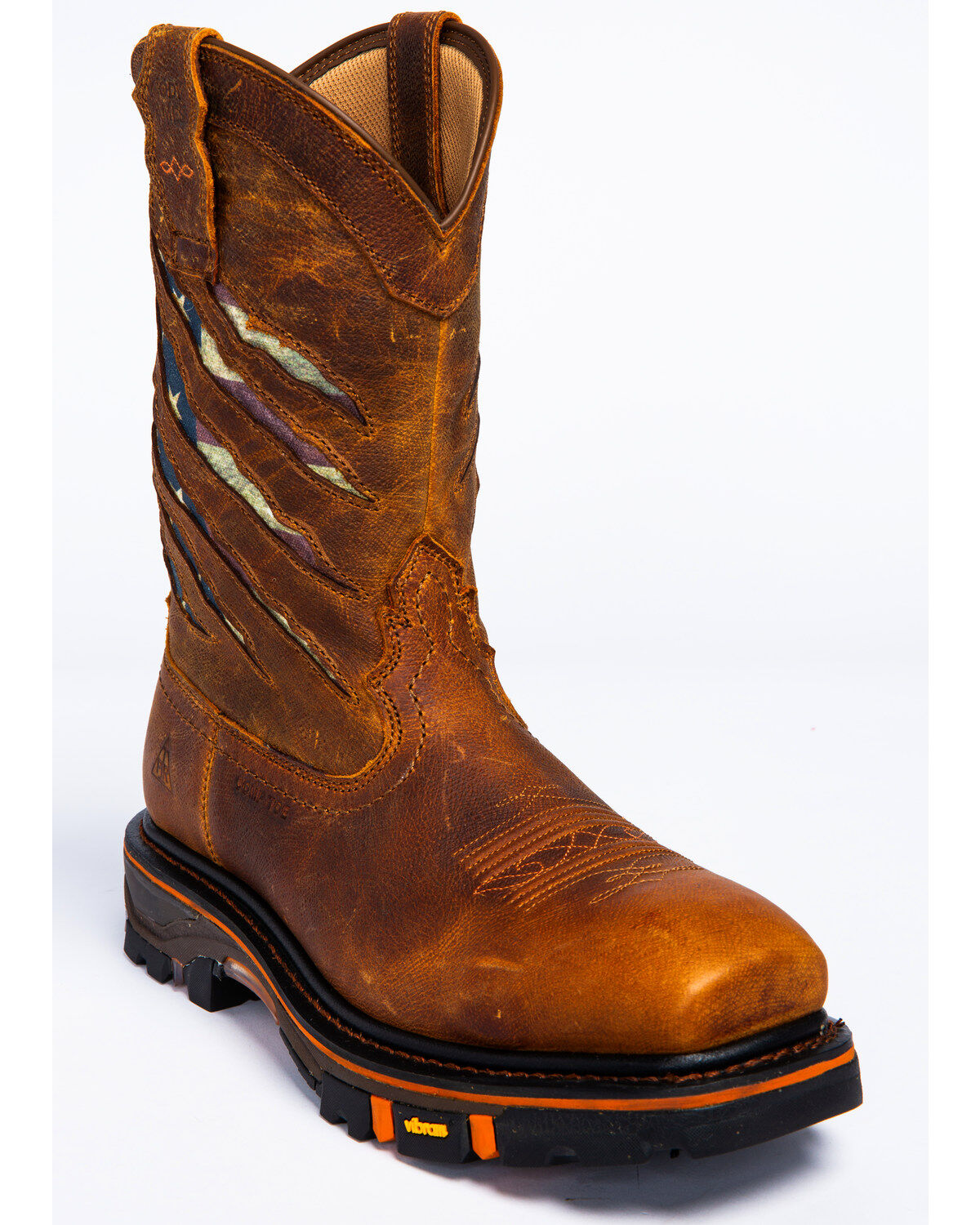 Image #1 - Cody James Men's 11" Flag Western Work Boots - Nano Composite Toe, Brown, hi-res