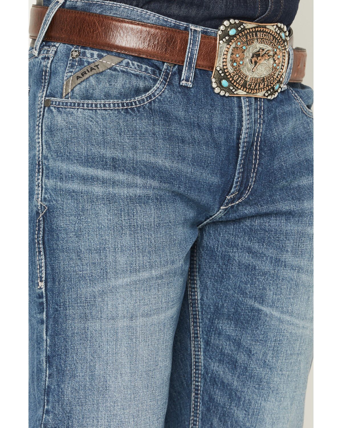 Image #2 - Ariat Men's M4 Kaden Butler Medium Wash Relaxed Straight Denim Jeans, Medium Wash, hi-res