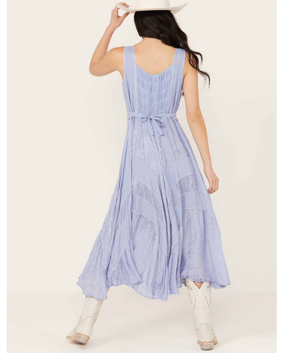 Image #4 - Scully Women's Lace-Up Jacquard Midi Dress, Light Blue, hi-res