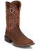 Image #1 - Justin Men's Stampede Bowline Western Boots - Broad Square Toe, Brown, hi-res