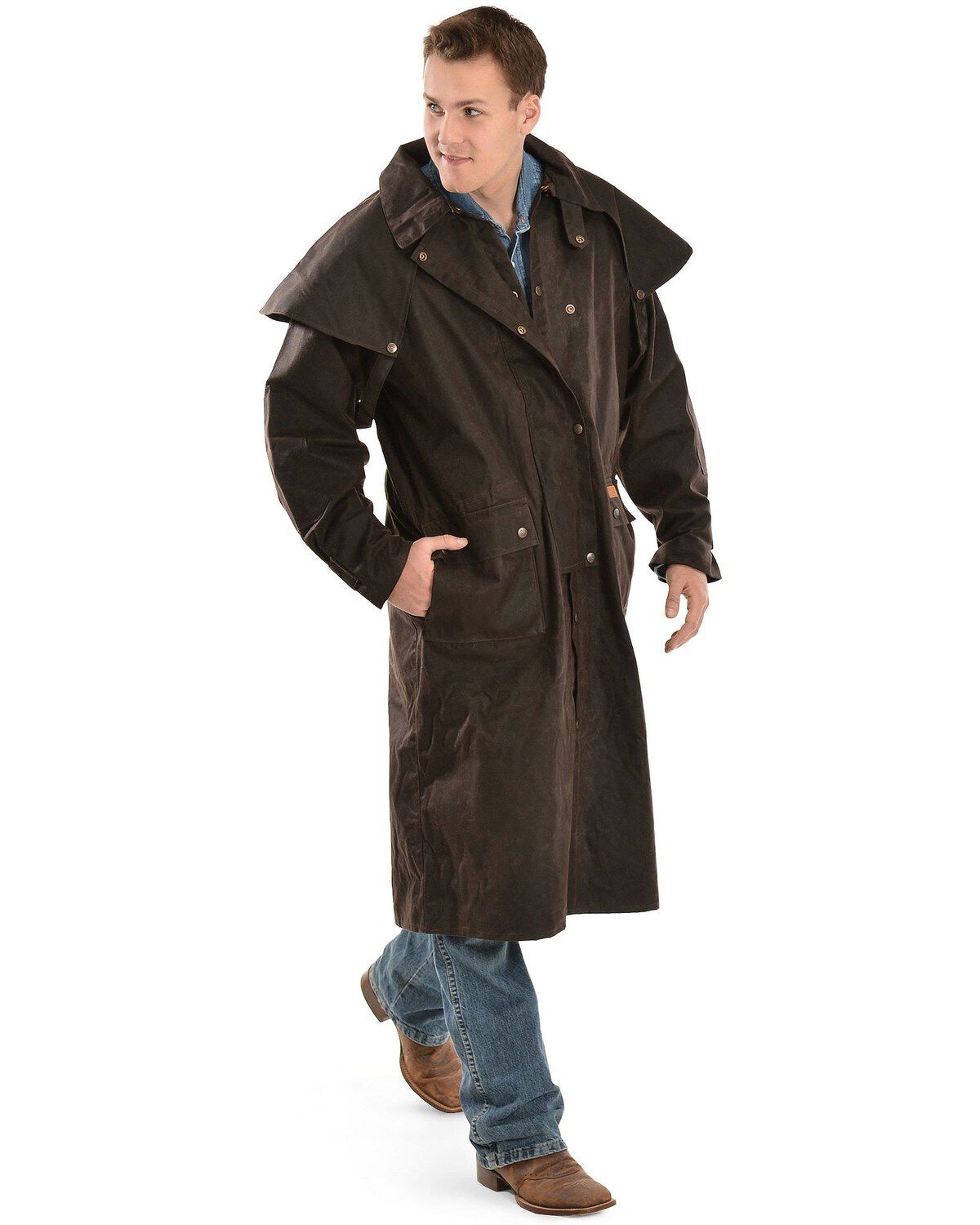 Image #1 - Outback Men's Low Ride Duster Coat, Brown, hi-res