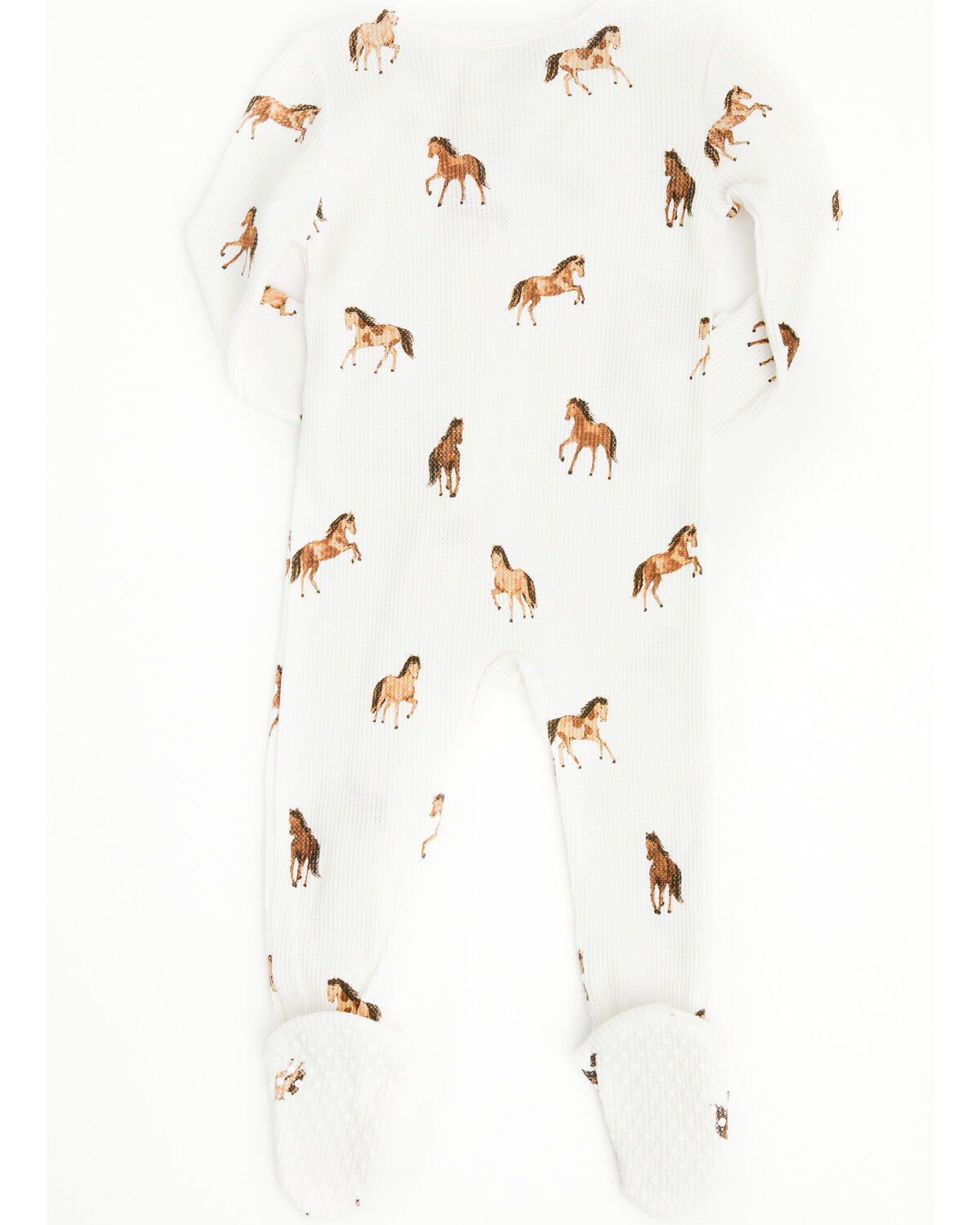 Image #3 - Angel Dear Infant Boys' Mini Horse Print Long Sleeve Snap Footie Onesie, White, hi-res