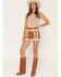 Image #1 - Show Me Your Mumu Women's Laurel Canyon Sherpa Faux Leather Skort, Cognac, hi-res