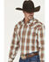 Image #2 - Stetson Men's Plaid Print Long Sleeve Snap Western Shirt, Brown, hi-res