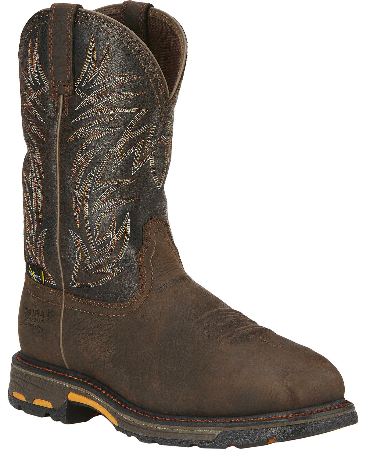 Image #1 - Ariat Men's WorkHog&reg; Waterproof Met Guard Western Work Boots - Composite Toe, Brown, hi-res