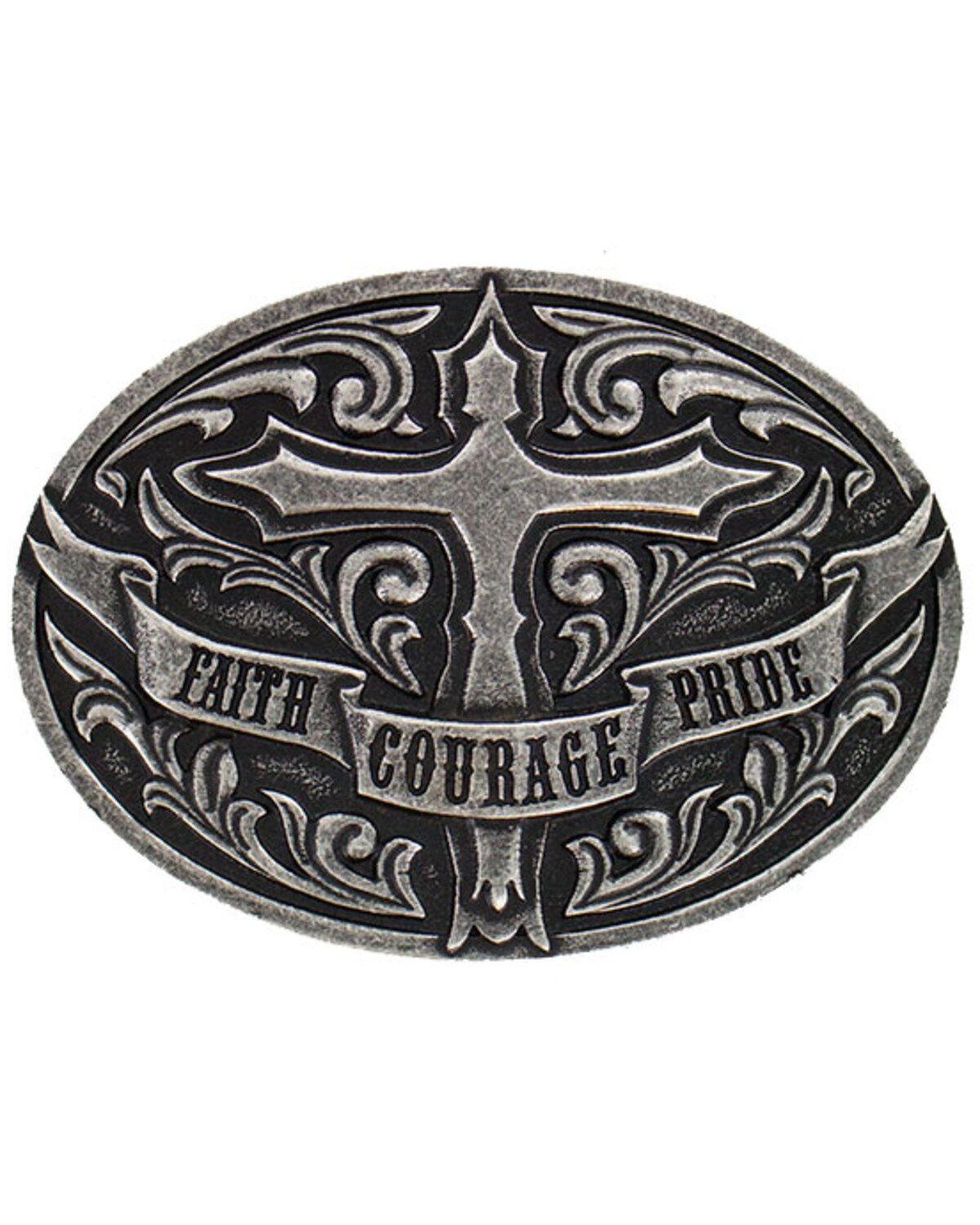 Image #1 - Cody James&reg; Faith Courage Pride Belt Buckle, Silver, hi-res