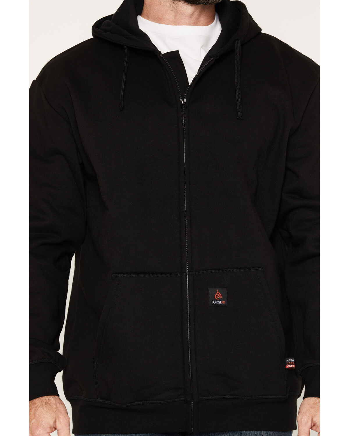 Image #3 - Forge Workwear Men's FR  Hooded Sweatshirt, Black, hi-res