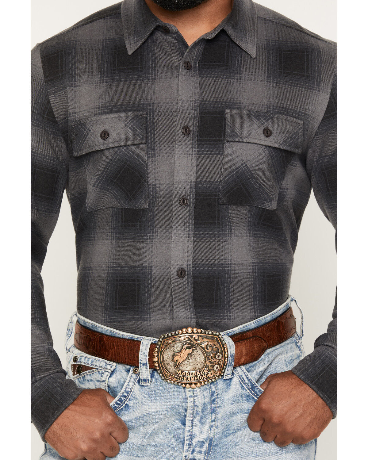 Image #3 - Cody James Men's Quiet Shade Plaid Print Long Sleeve Button-Down Shirt, Slate, hi-res