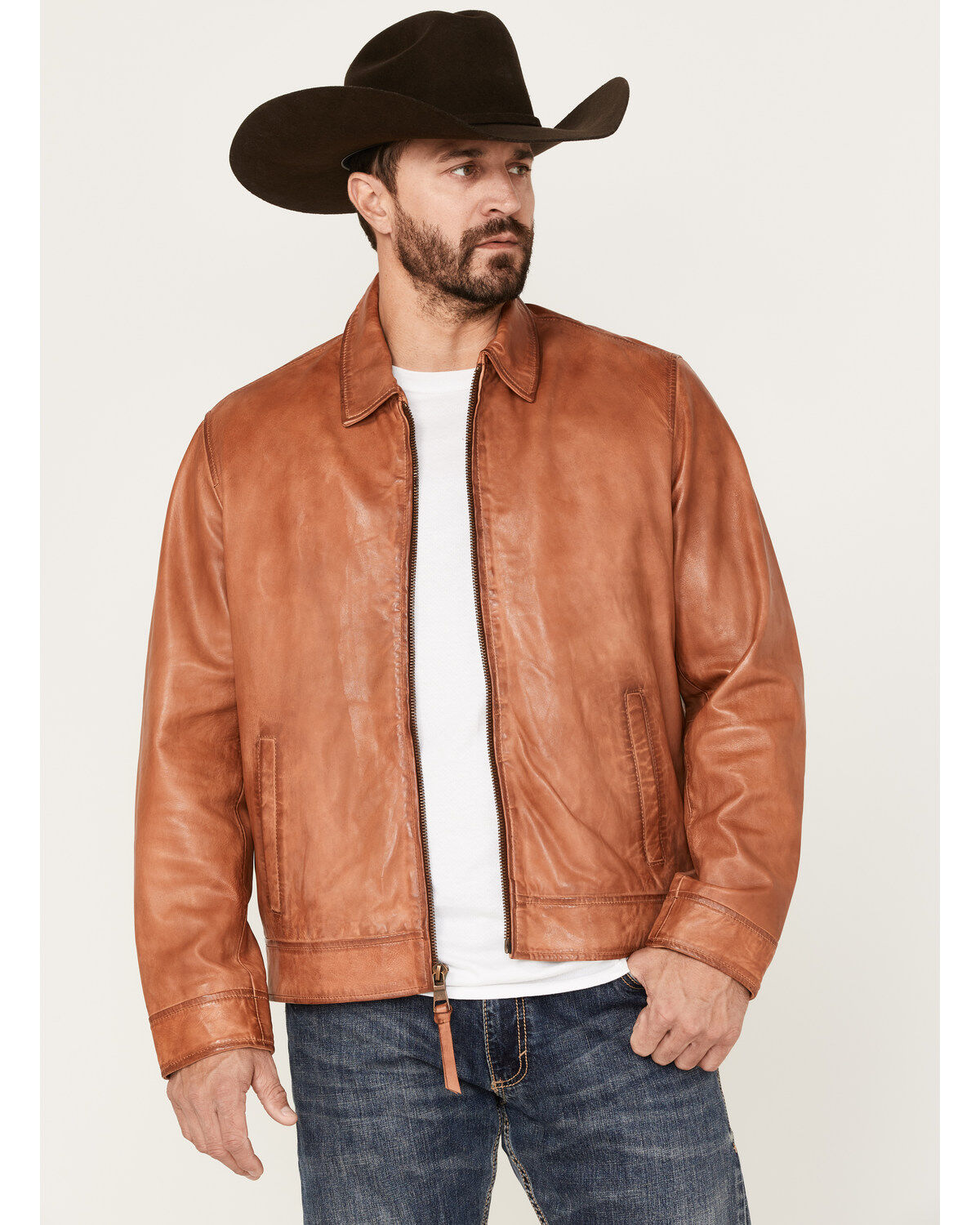 Image #1 - Scully Men's Leather Bomber Jacket, Cognac, hi-res