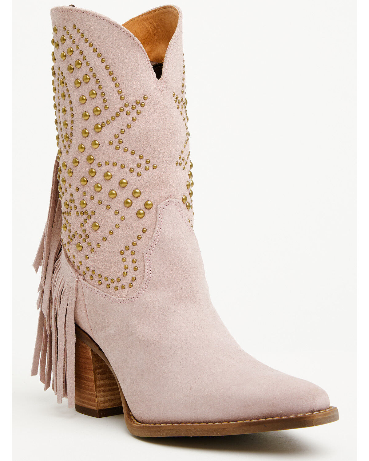 Dingo Women's Star Power Fringe Studded Western Boots - Snip Toe, Pink, hi-res