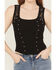 Image #3 - Miss Me Women's Rhinestone Rib Tank, Black, hi-res