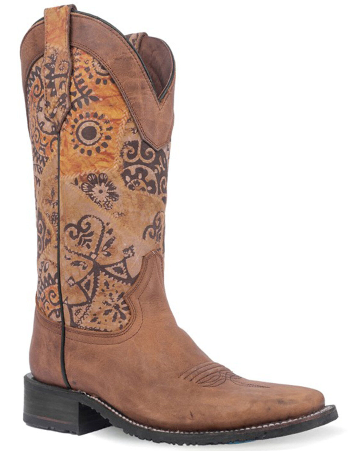 Image #1 - Circle G Women's Printed Shaft Western Boots - Broad Square Toe, Tan, hi-res