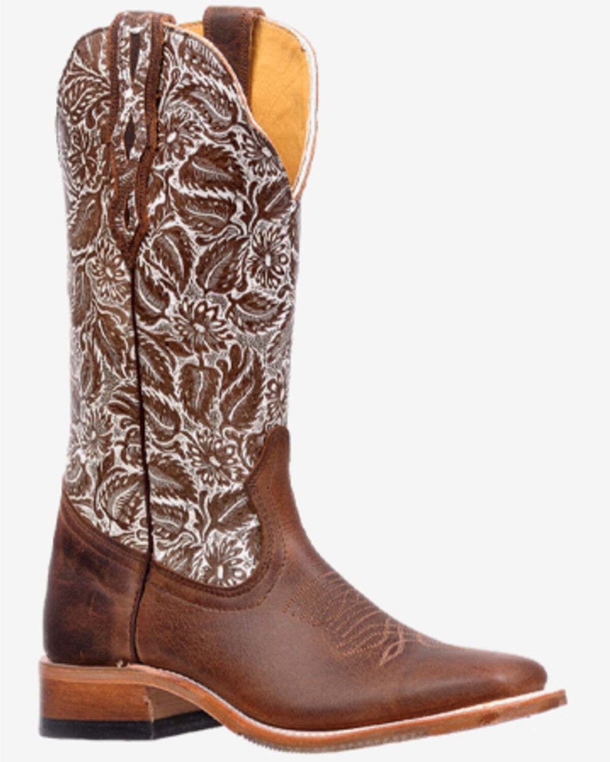 Boulet Women's Western Boots - Broad Square Toe, Tan, hi-res