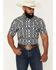 Image #1 - RANK 45&reg; Men's RODEOTEK&trade; 2.0 8 Seconds Southwestern Print Short Sleeve Snap Stretch Performance Shirt, Blue, hi-res