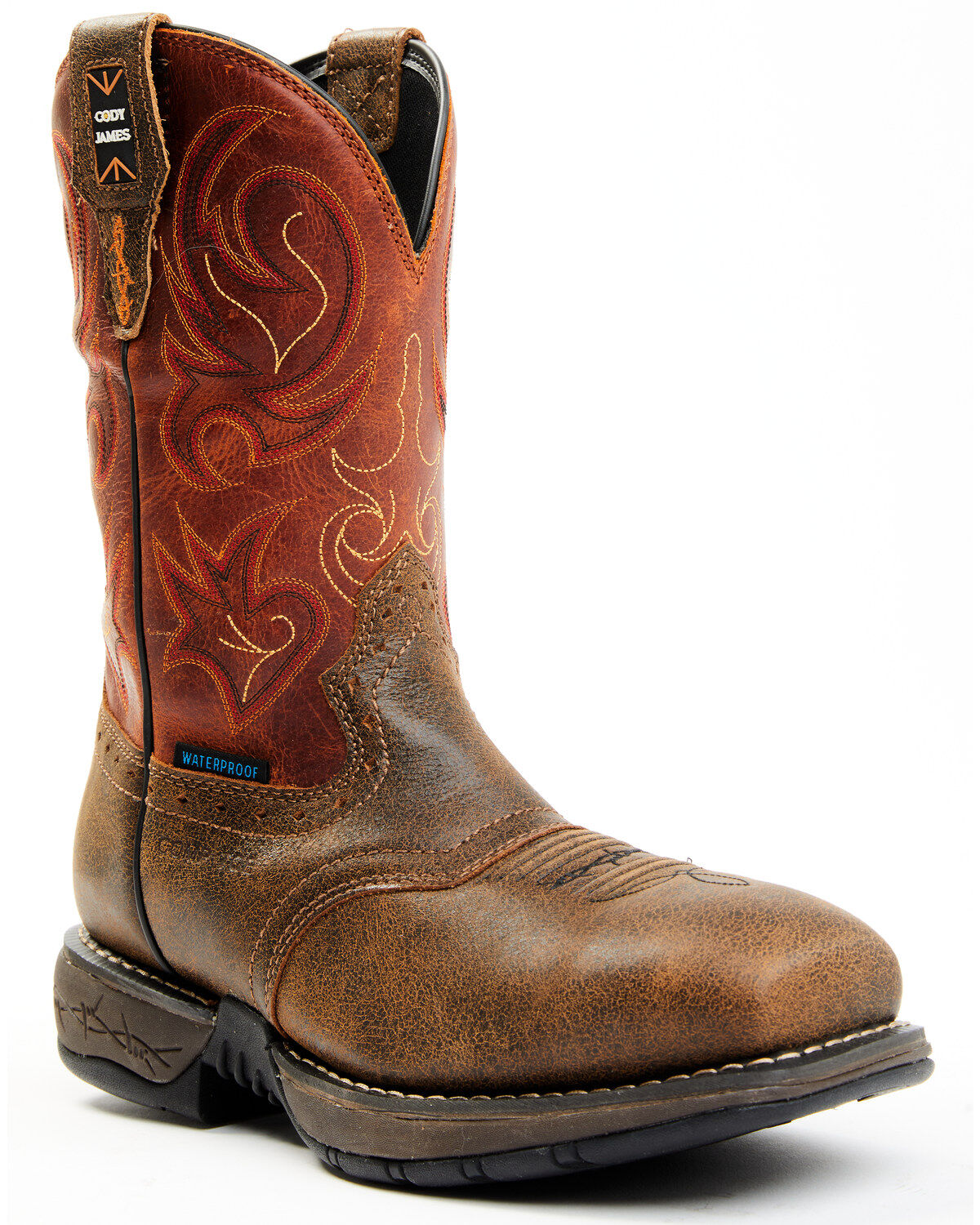 Image #1 - Cody James Men's 11" Nano Lite Waterproof Western Work Boots - Composite Toe, Orange, hi-res