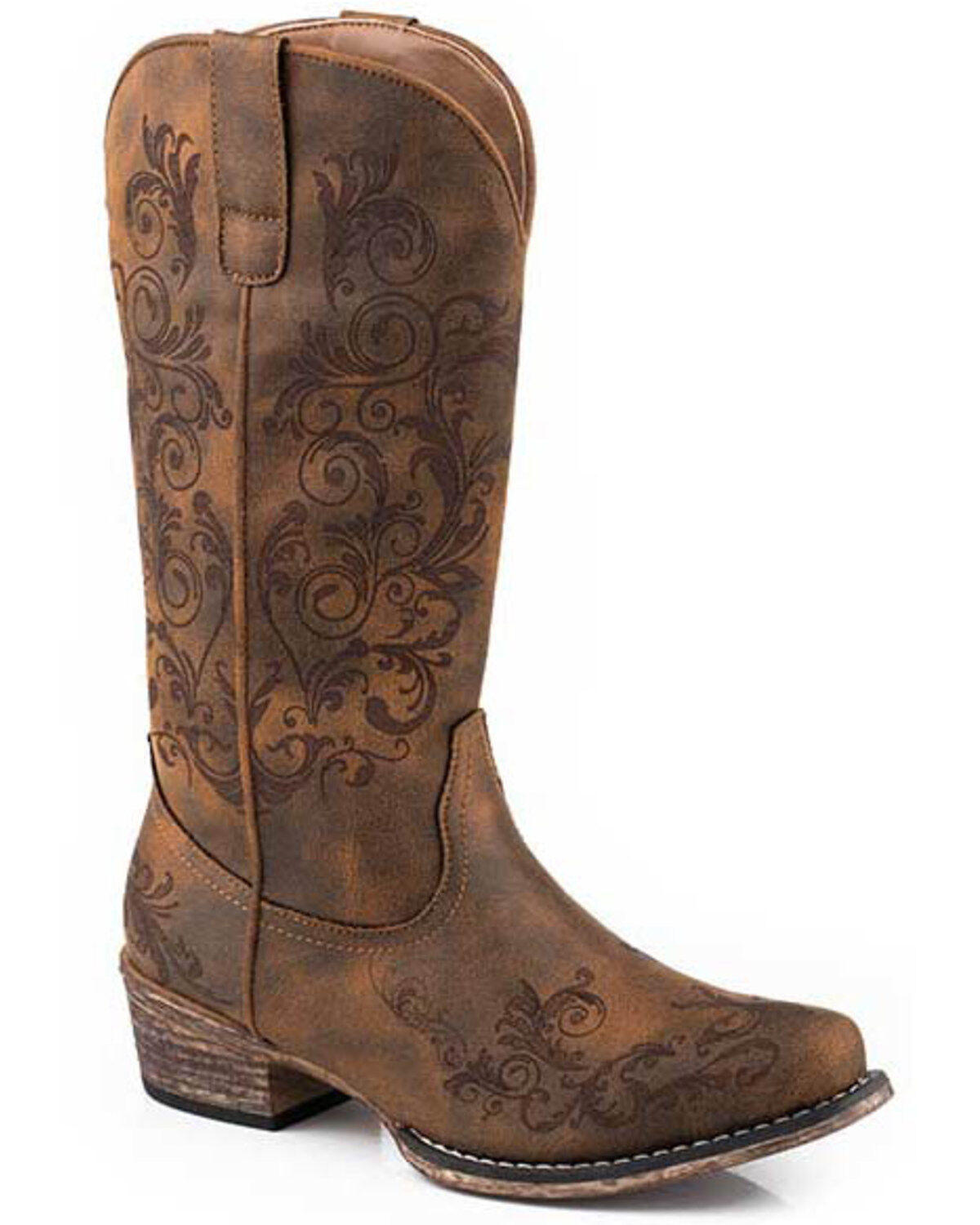 Image #1 - Roper Women's Tall Stuff Western Boots - Snip Toe, Tan, hi-res