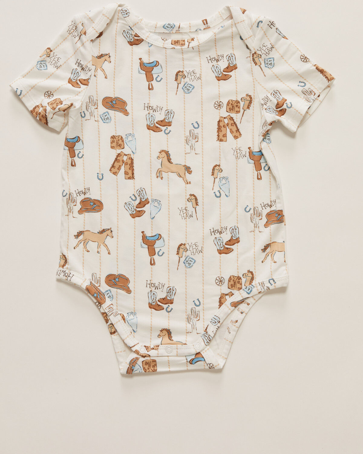 Image #1 - Angel Dear Infant Boys' Cowboy Nursery Short Sleeve Onesie, White, hi-res