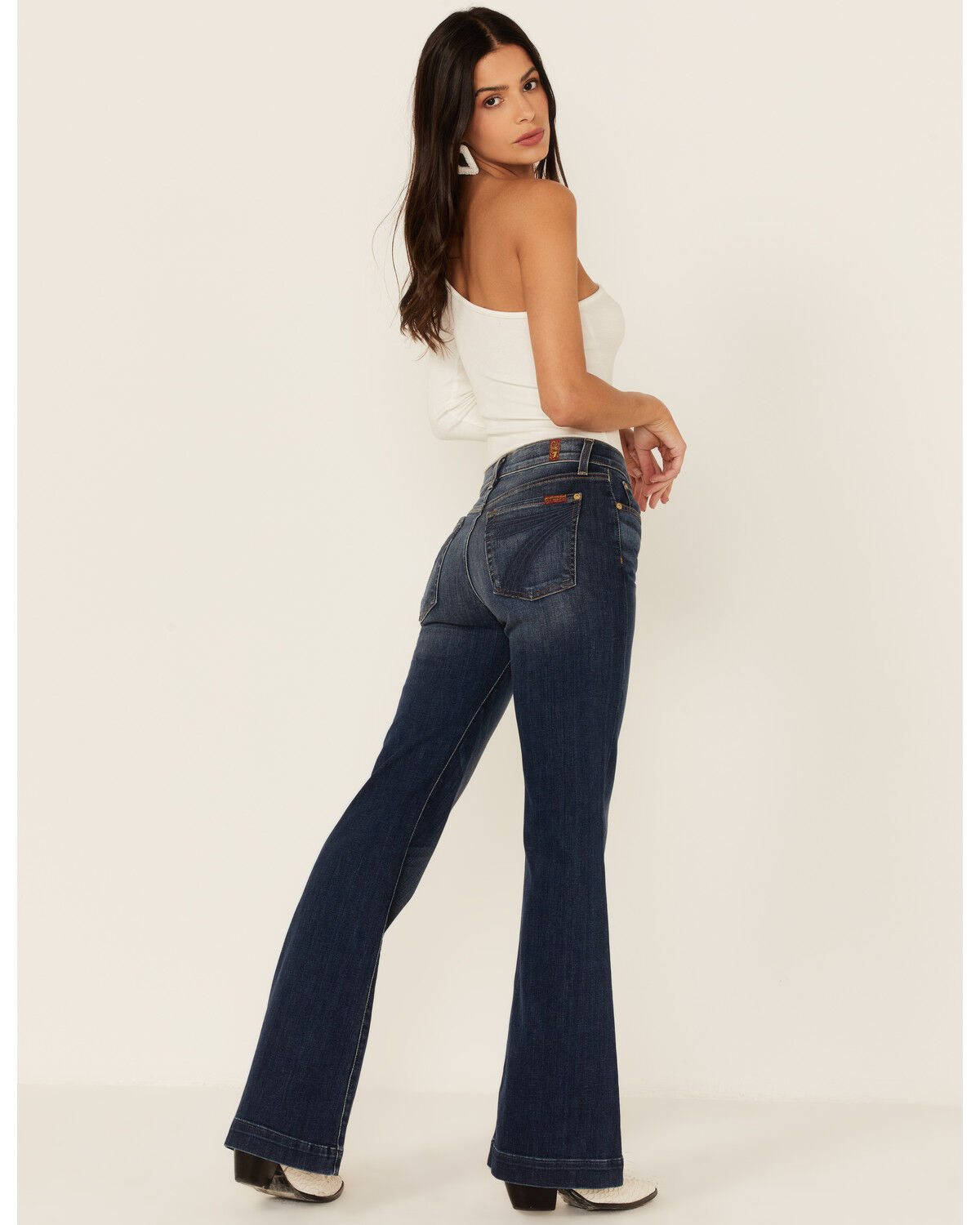 Image #1 - 7 For All Mankind Women's Melrose Medium Wash Dojo Trouser Denim Jeans, Blue, hi-res