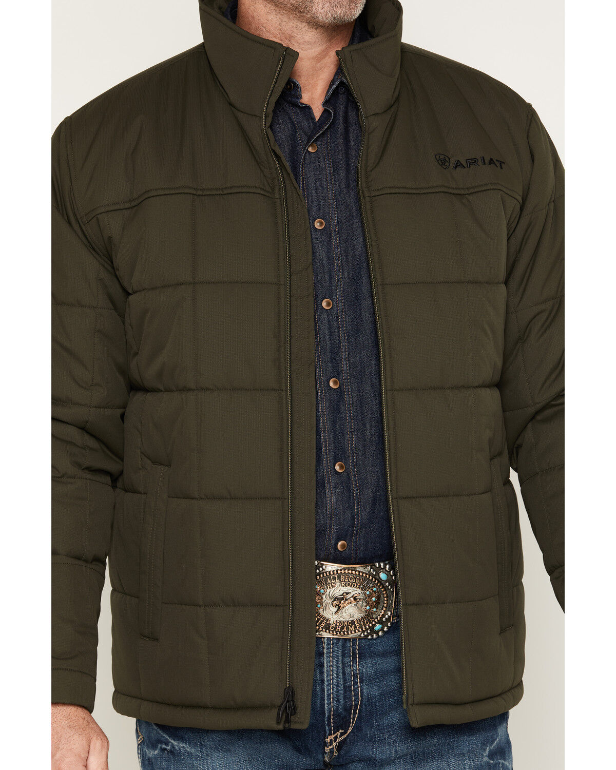 Image #3 - Ariat Men's Solid Crius Insulated Concealed Carry Jacket, Forest Green, hi-res