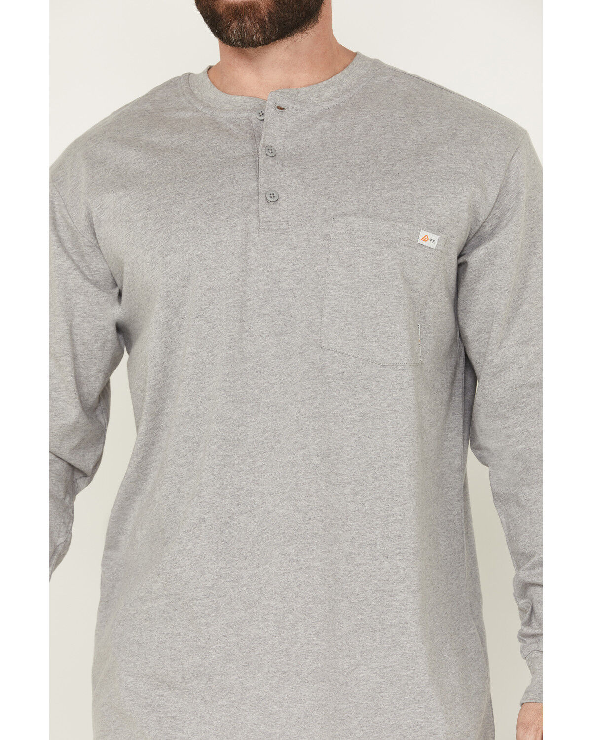Image #3 - Rasco Men's FR Preshrunk Henley T-Shirt, Grey, hi-res