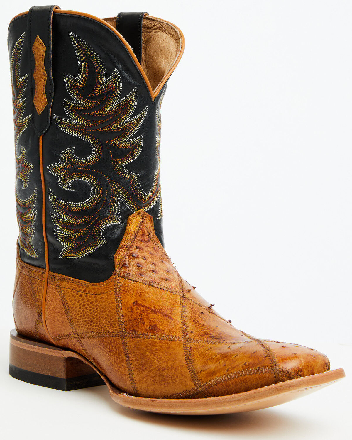 Image #1 - Cody James Men's Exotic Ostrich Patchwork Western Boots - Broad Square Toe, Tan, hi-res
