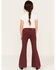 Image #3 - Shyanne Little Girls' Super Flare Raw Hem Jeans, Burgundy, hi-res