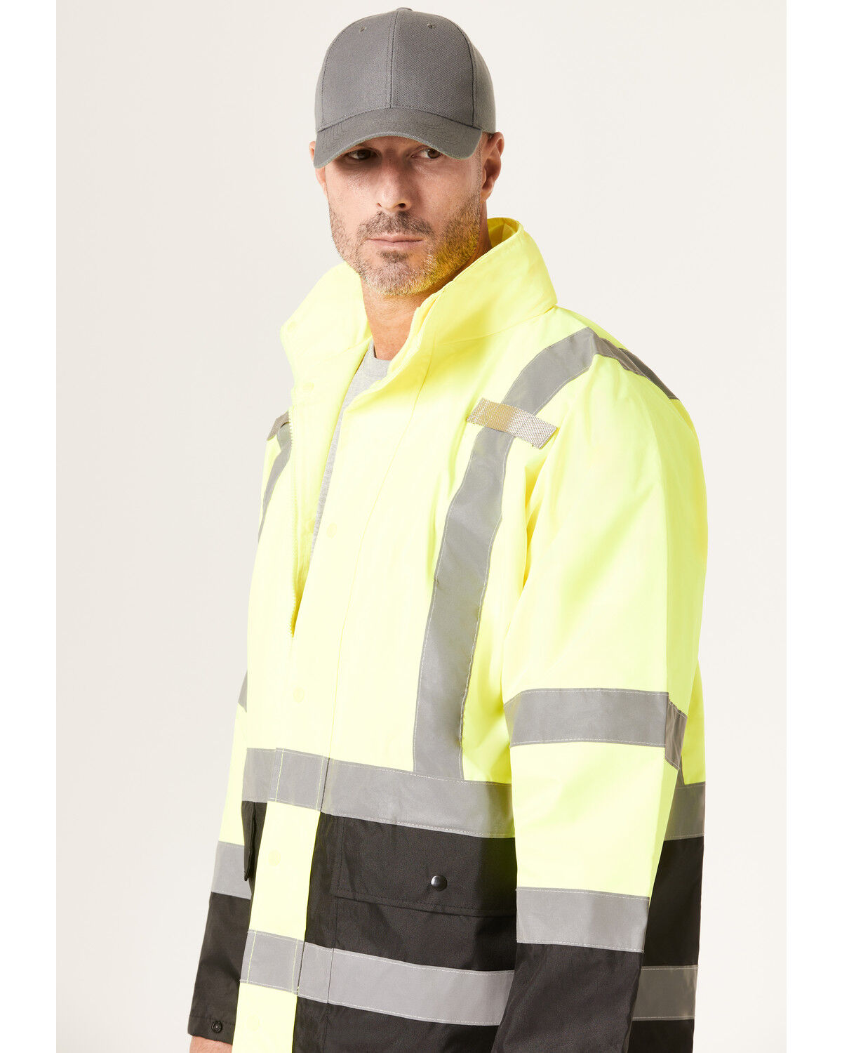 Image #2 - Utility Pro Men's HiVis Waterproof Rain Jacket, Yellow, hi-res
