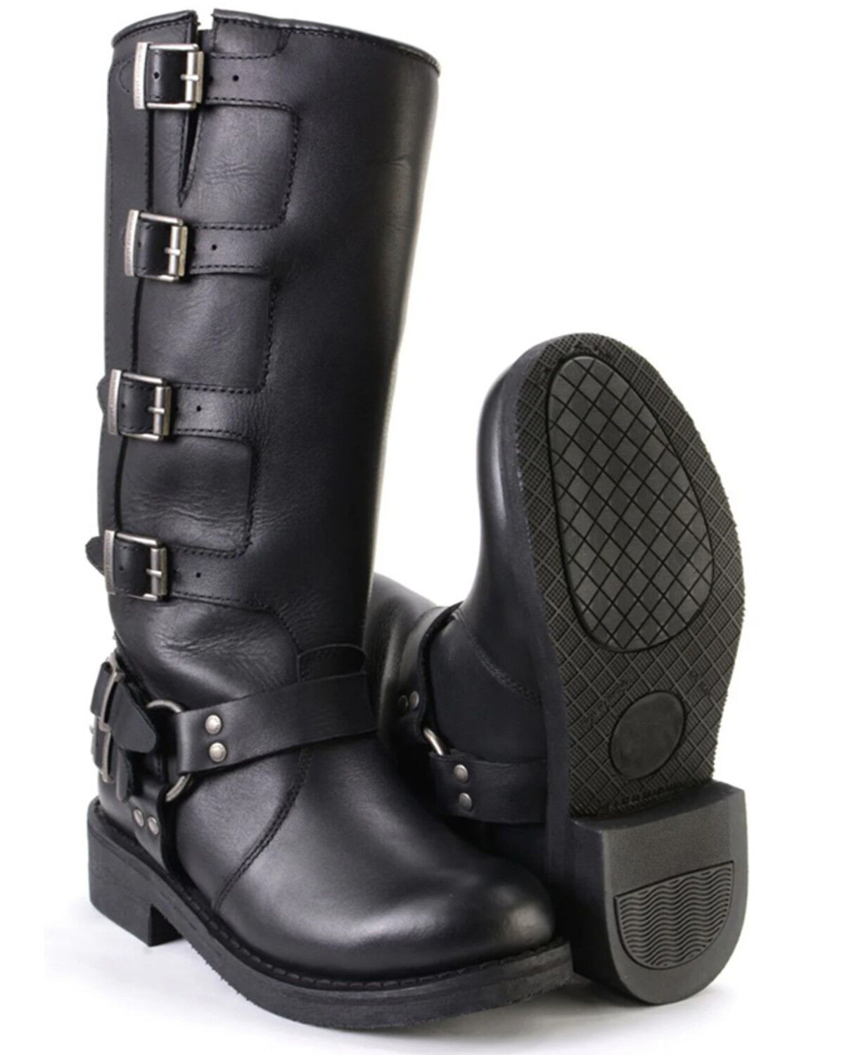 Image #4 - Milwaukee Leather Women's Buckle Detail Tall Motorcycle Boots - Round Toe, Black, hi-res