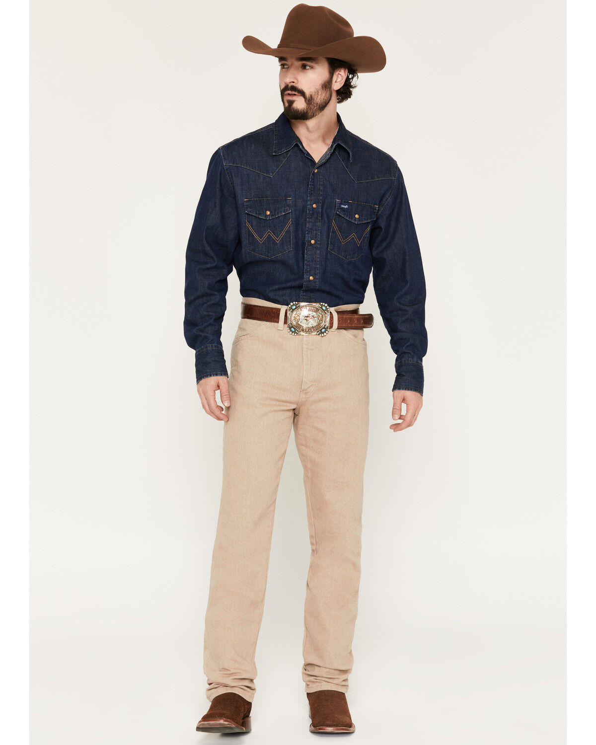 Image #1 - Wrangler Men's Slim Fit 936 Cowboy Cut Jeans, Tan, hi-res