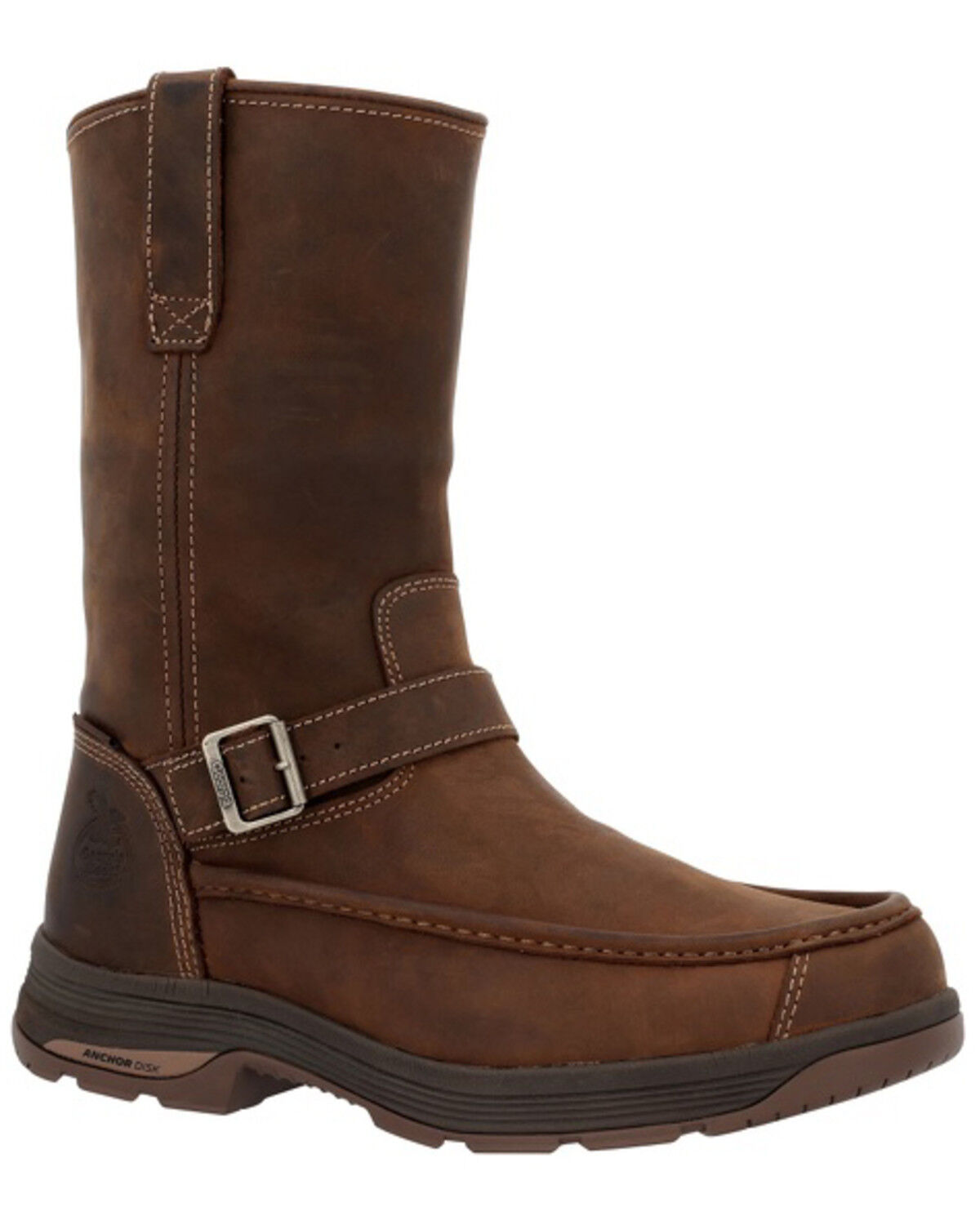 Georgia Men's 11" Athens Superlyte Waterproof Wellington Pull-On Work Boots - Soft Toe, Brown, hi-res
