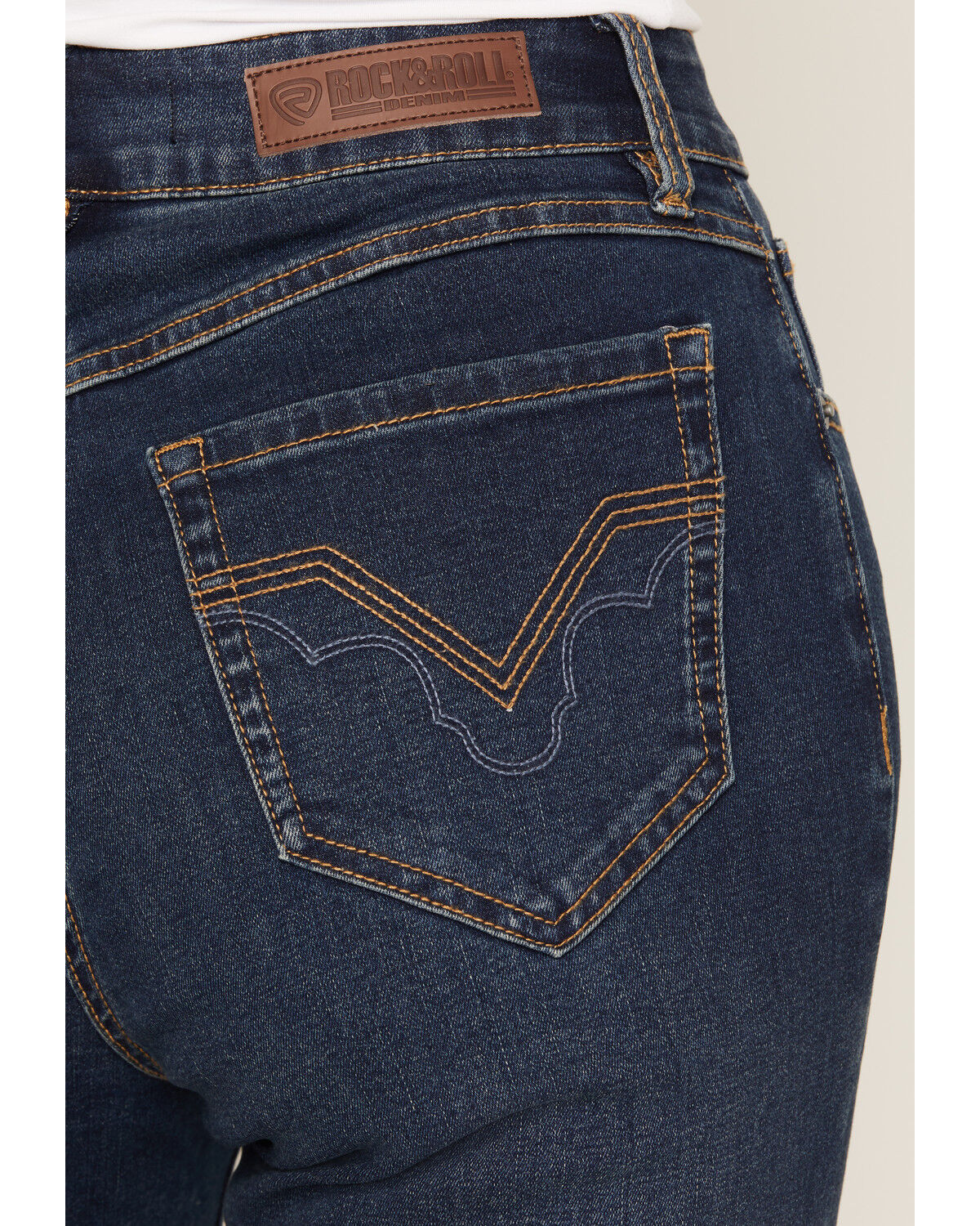 Image #4 - Rock & Roll Denim Women's Dark Wash High Rise Sculpted Vintage Bootcut Stretch Denim Jeans, Dark Wash, hi-res