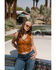 Image #1 - Idyllwind Women's Fitted Button-Down Leather Vest, Caramel, hi-res