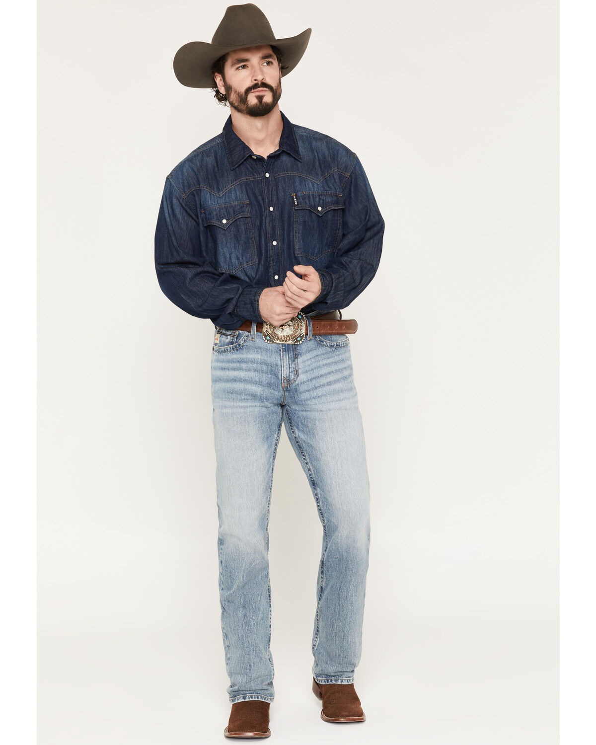 Cinch Men's Ian Acid Medium Wash Slim Bootcut Performance Stretch Denim Jeans, Medium Wash, hi-res