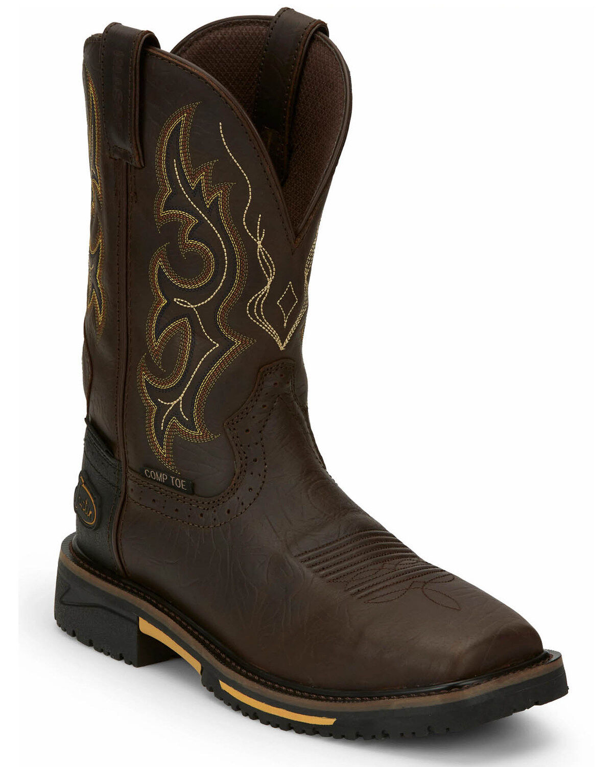 Image #1 - Justin Men's Joist Rustic Waterproof Western Work Boots - Composite Toe, Distressed Brown, hi-res