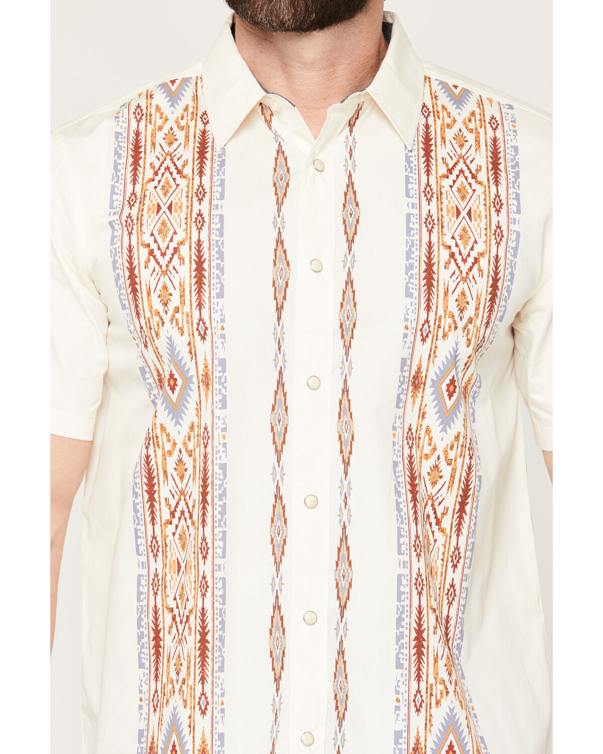 Image #3 - Moonshine Spirit&reg; Men's Mojave Southwestern Stripe Print Short Sleeve Snap Western Shirt, Ivory, hi-res