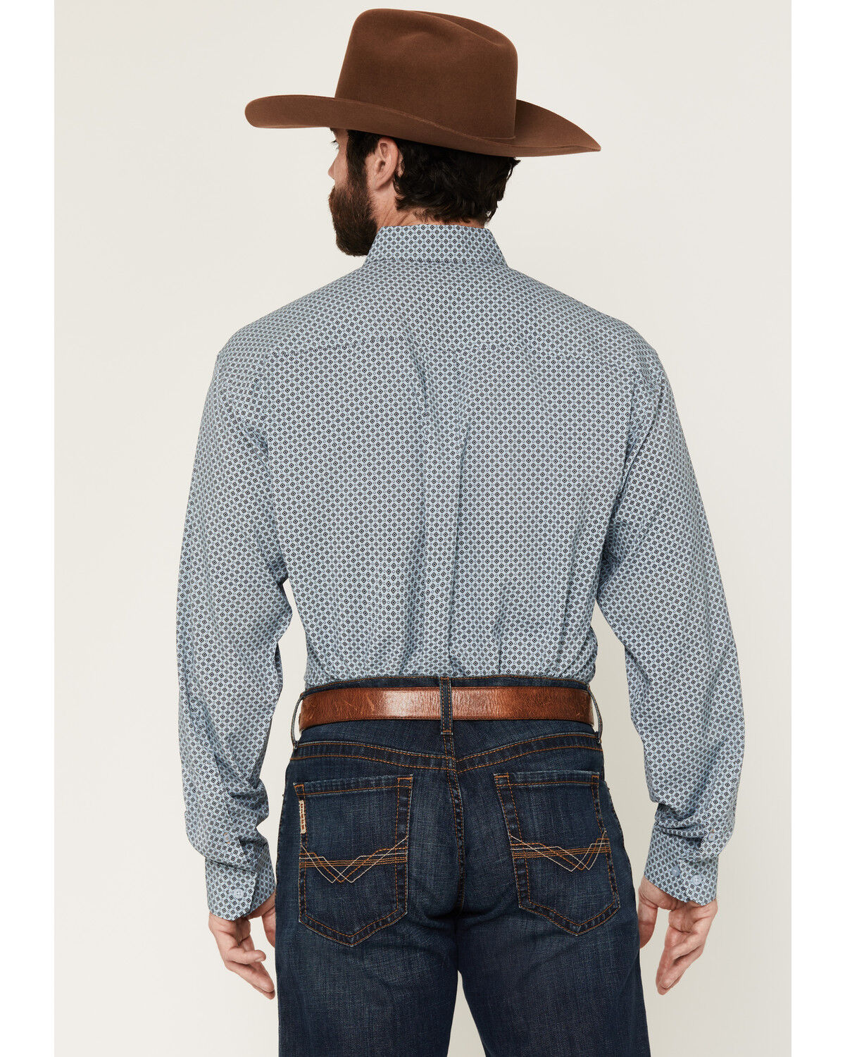 Image #4 - Cinch Men's Geo Print Long Sleeve Button-Down Stretch Western Shirt, Light Blue, hi-res