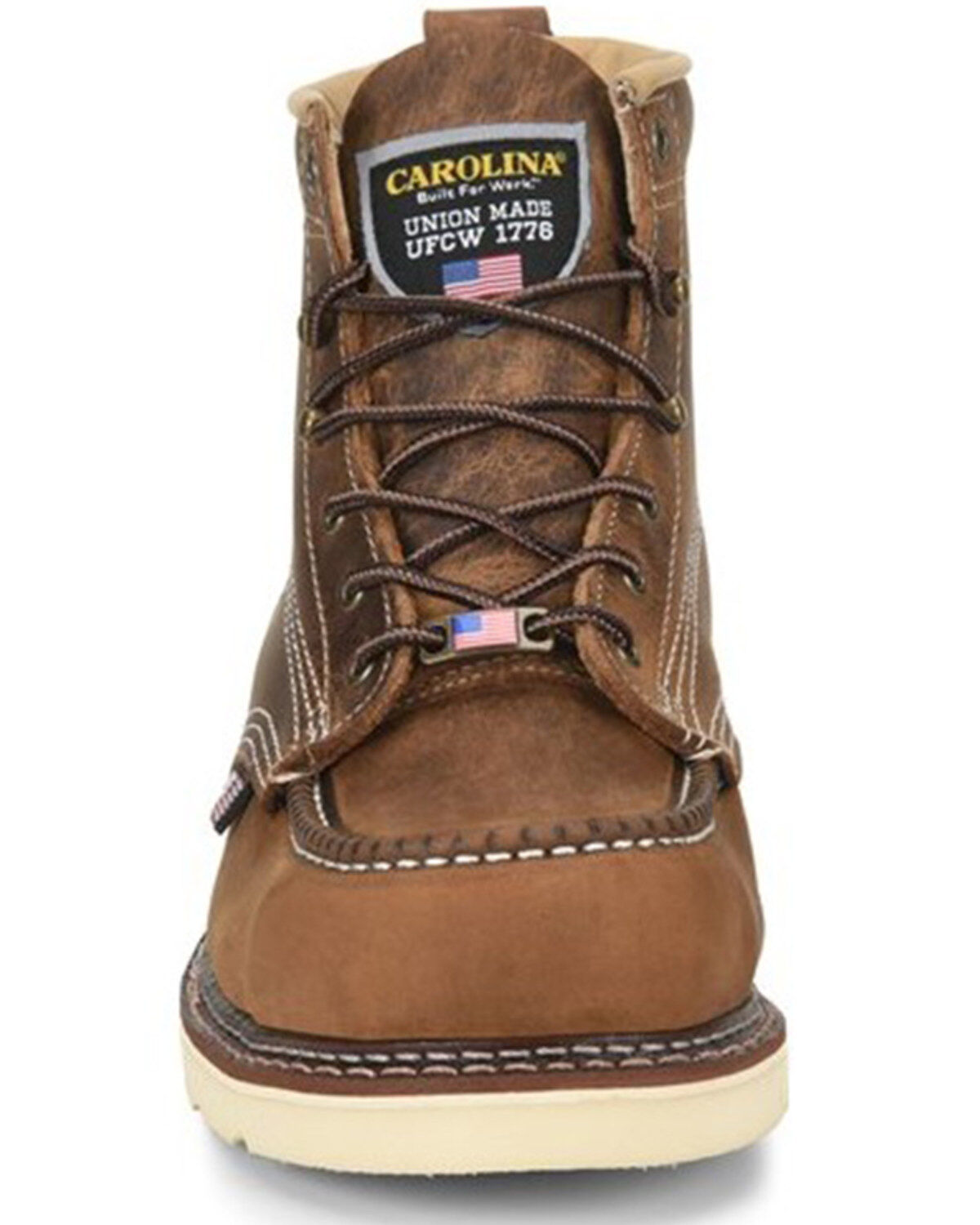 Image #3 - Carolina Men's 6" Domestic AMP USA Wedge Moc Work Boots - Steel Toe, Brown, hi-res