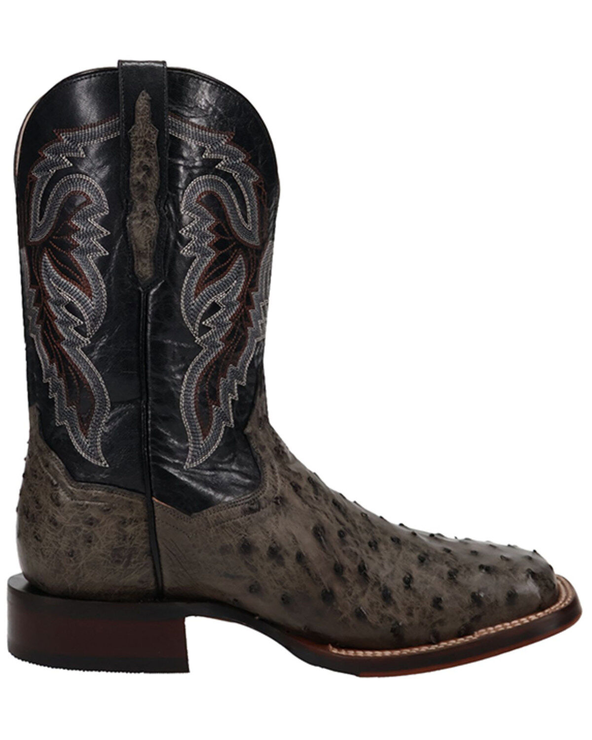 Image #2 - Dan Post Men's Exotic Ostrich Western Boots - Square Toe, Grey, hi-res
