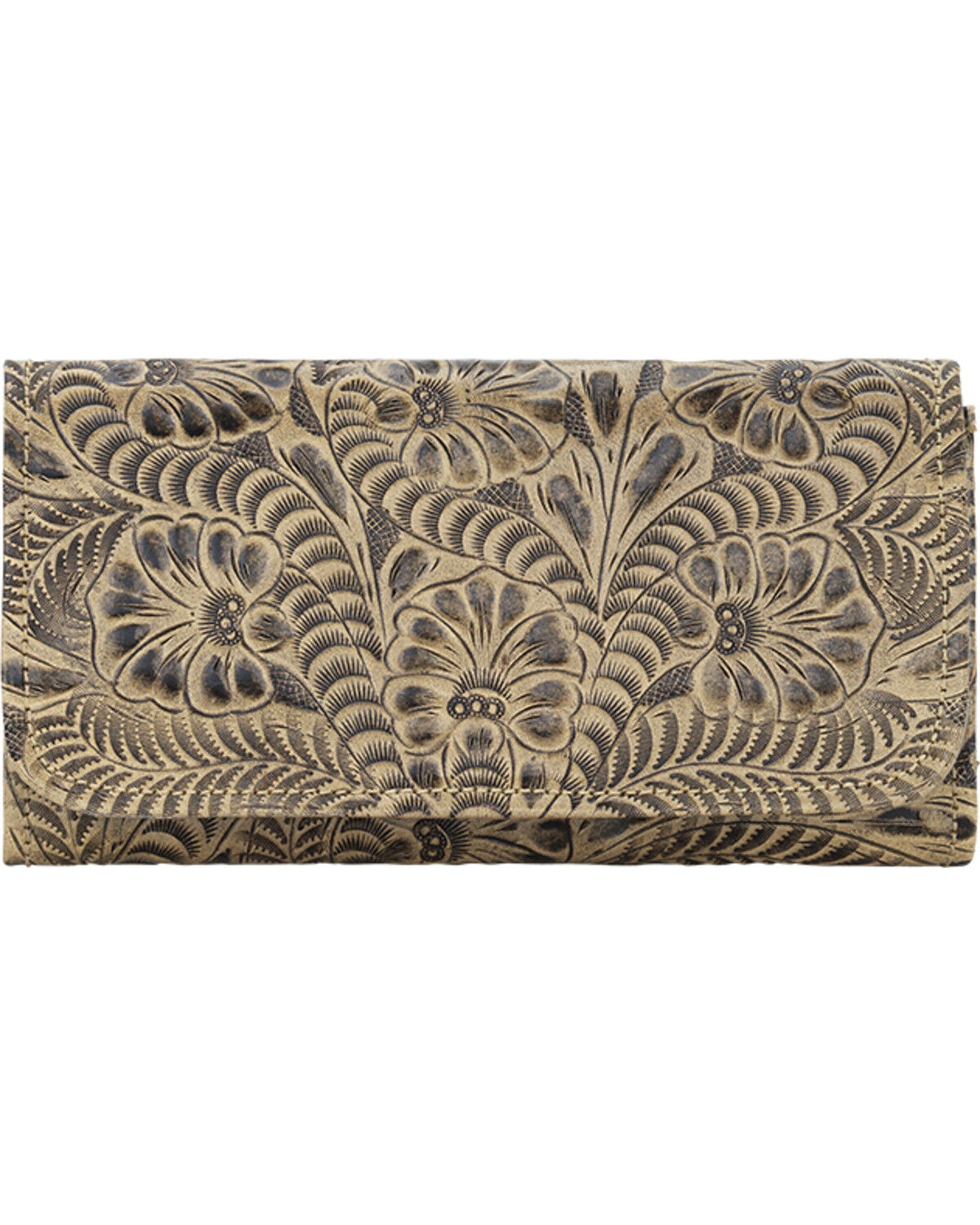 Image #1 - American West Women's Tri-Fold Wallet with Snap Closure, Sand, hi-res