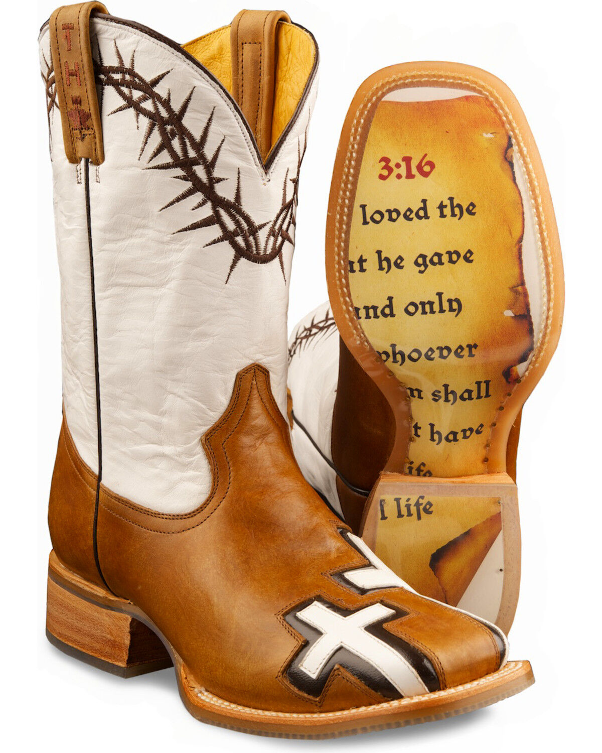 Image #1 - Tin Haul Women's Between Two Thieves & John 3:16 Western Boots - Square Toe, Brown, hi-res