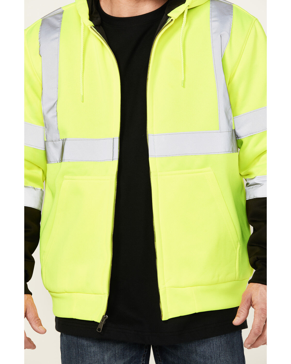 Image #2 - Hawx Men's High Vis Hooded Jacket, Yellow, hi-res