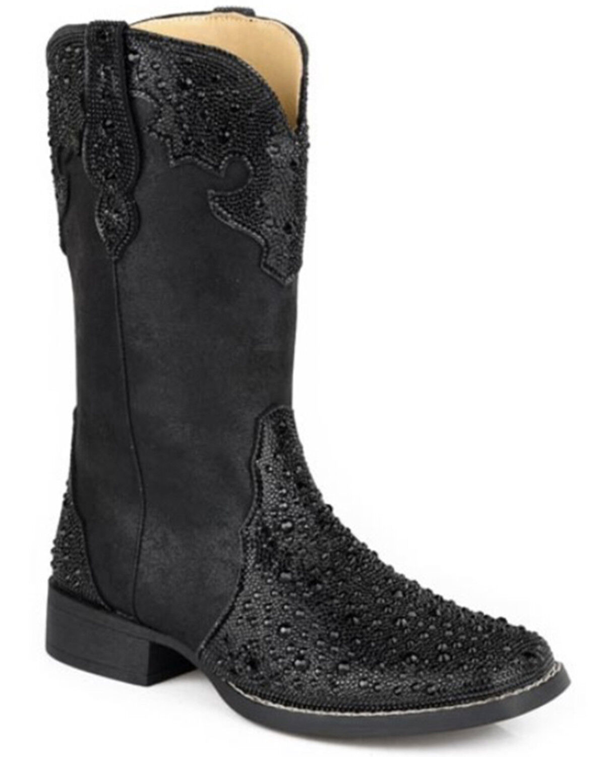 Image #1 - Roper Women's Starlit Western Boots - Broad Square Toe, Black, hi-res