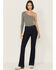 Image #1 - Rock & Roll Denim Women's Dark Wash High Rise Jacquard Striped Striped Bootcut Stretch Denim Jeans, Dark Wash, hi-res