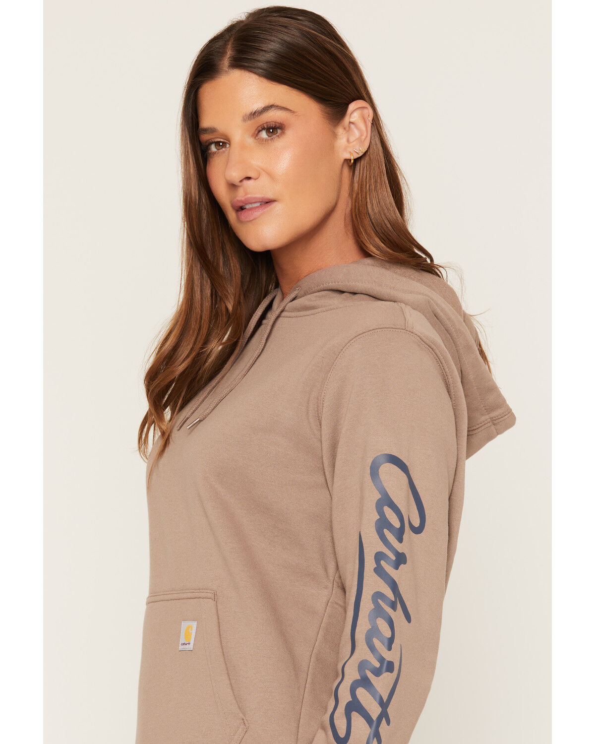 Image #2 - Carhartt Women's Sawyer Script Midweight Relaxed Fit Hoodie, Brown, hi-res